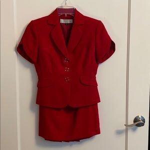 Tahari Arthur S. Levine Red Skirt Suit 0P